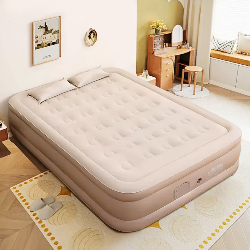 Outdoor Furniture Luxury - ที่นอนลมขนาดควีนไซส์พร้อมปั๊มในตัวที่นอนเป่าลมแบบอัพเกรด Luxury Flocked Top Airbed, ที่นอนเป่าลมสําหรับตั้งแคมป์เกสต์