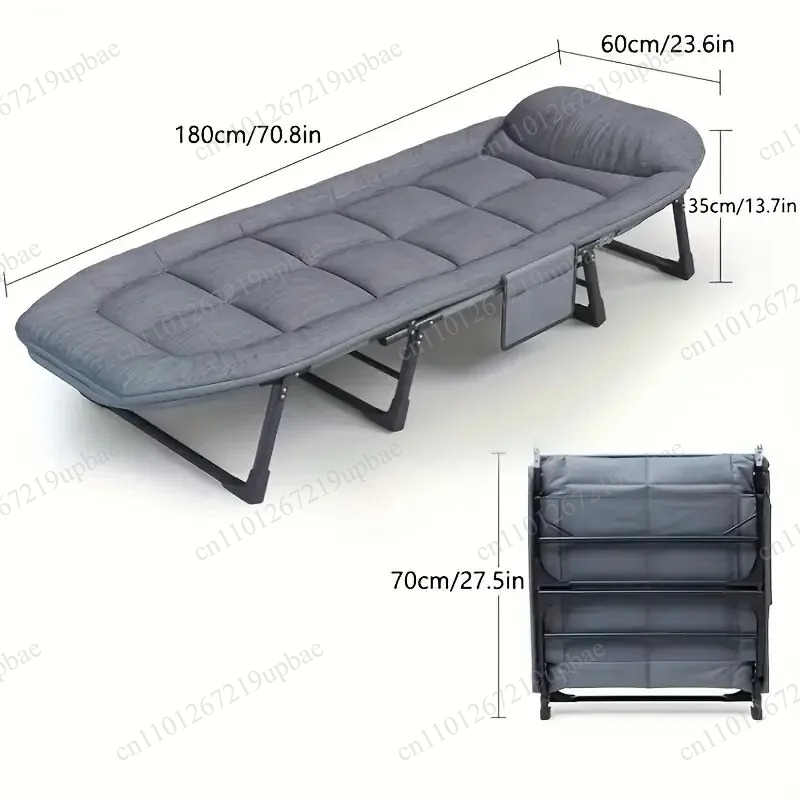 Outdoor Furniture Metal Chairs - เตียงนอนพับได้แบบพกพา เก้าอี้แคมป์ปิ้งแบบแข็งแรง ปรับความสูงได้ พร้อมที่นอน สำหรับเดินทาง ท่องเที่ยว