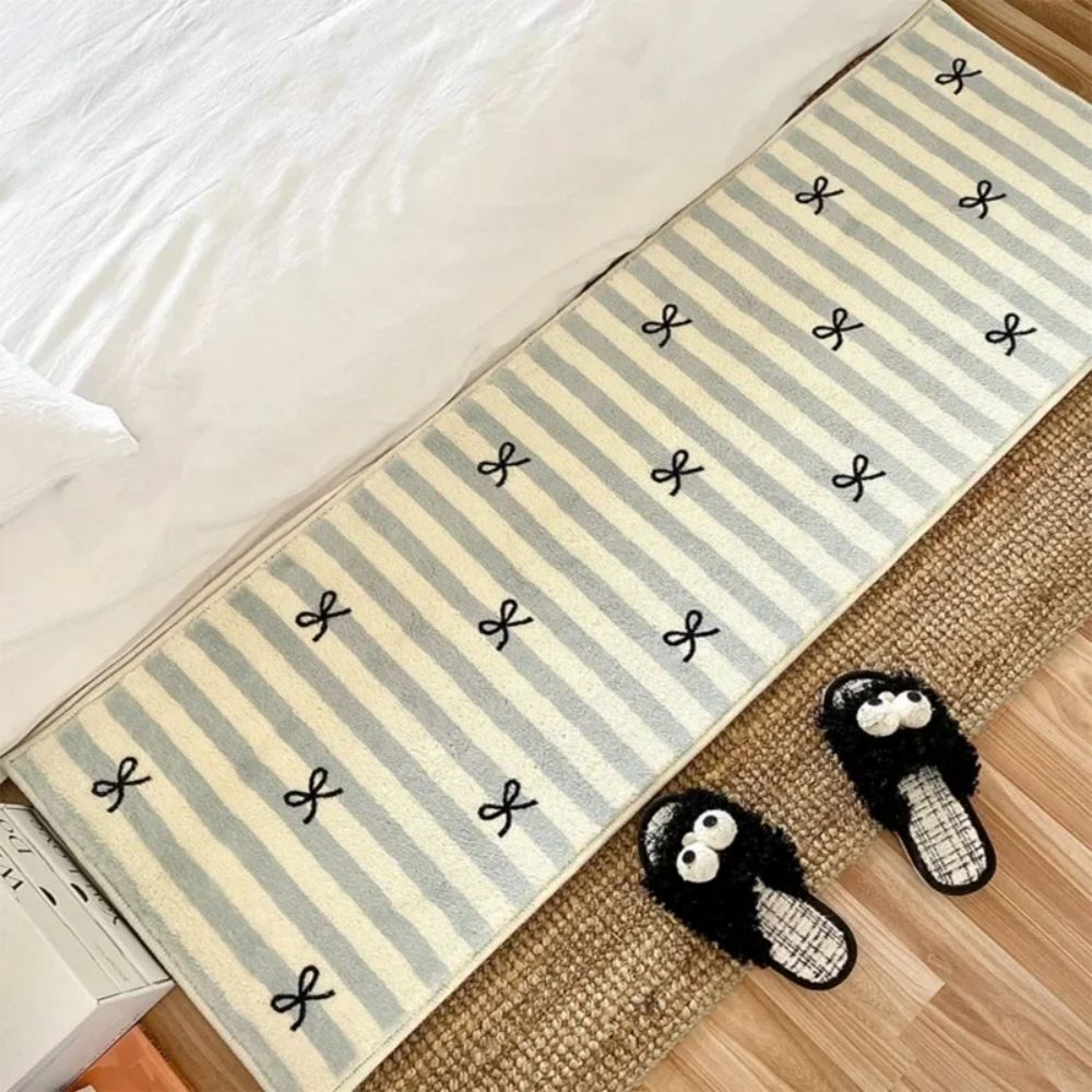 Outdoor Daybed Furniture - VIKAMA สไตล์เรียบง่ายพรมห้องนอนตกแต่งห้องสาวพรมเตียงตกแต่งบ้าน Soft Plush Strip พรม