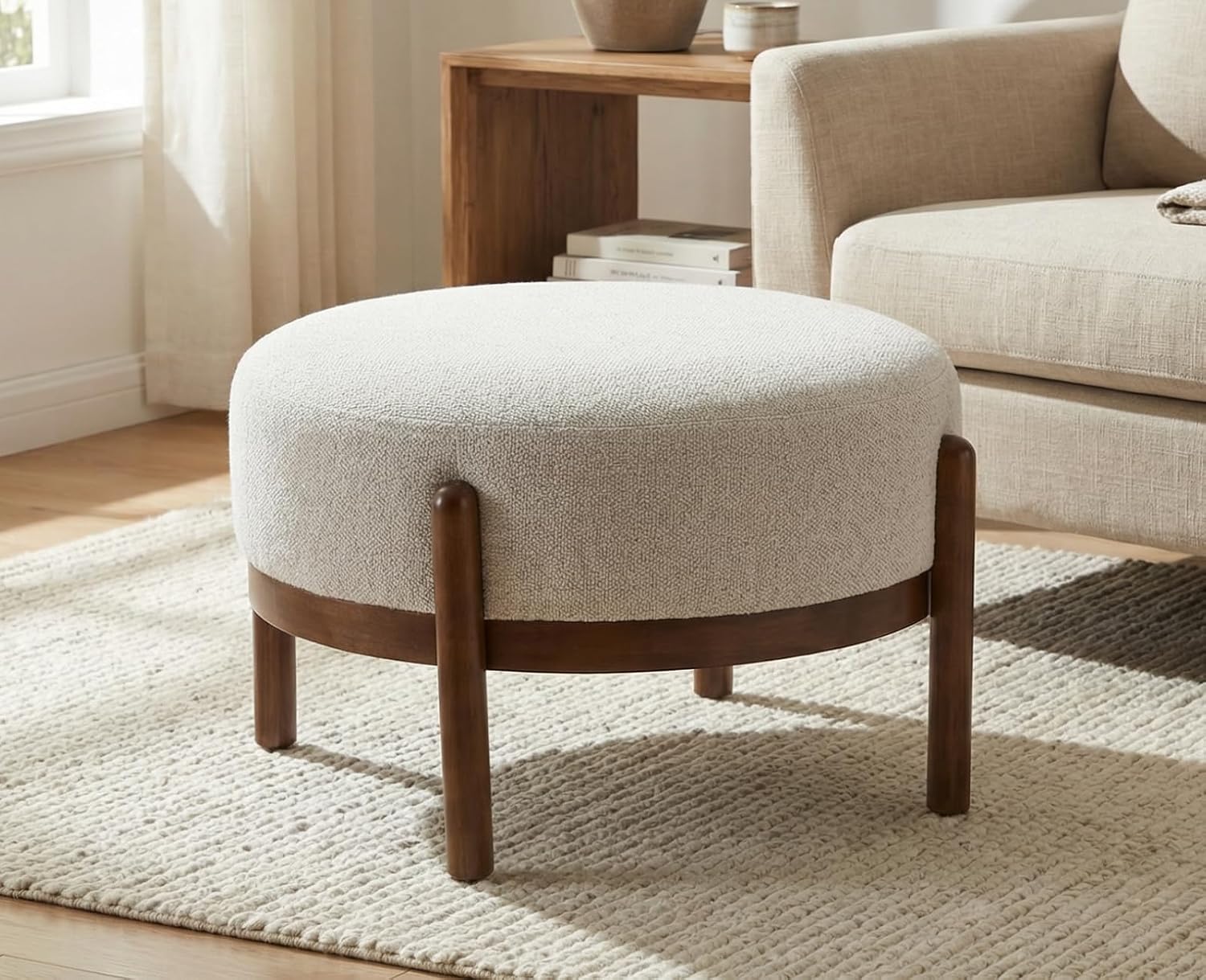 เก้าอี้ออตโตมันหุ้มผ้าเชอร์ปาพ - Outdoor Furniture Wood บทวิจารณ์และราคา