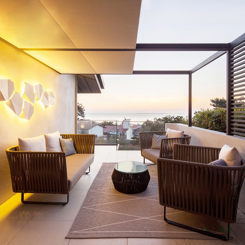 ชุดโซฟาหวายกลางแจ้งกันน้ำ 3 ที - Outdoor Furniture Metal Chairs บทวิจารณ์และราคา
