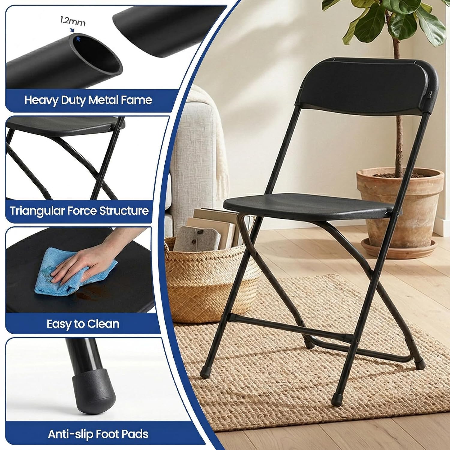 เก้าอี้พับสีดำ โครงโลหะ แข็งแร - Outdoor Furniture Metal Chairs บทวิจารณ์และราคา